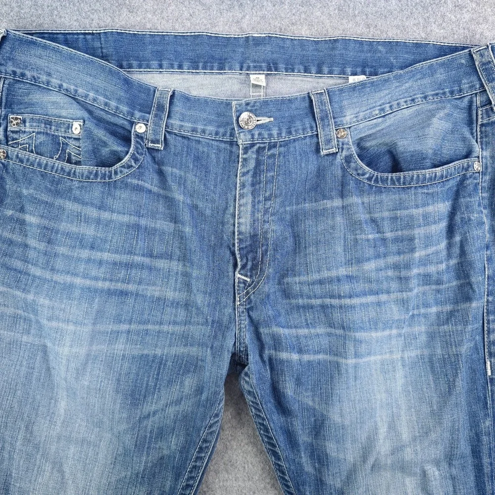 True Religion Jeans Mens 46 Blue Denim Skinny 46x33 Light Wash 100% Cotton